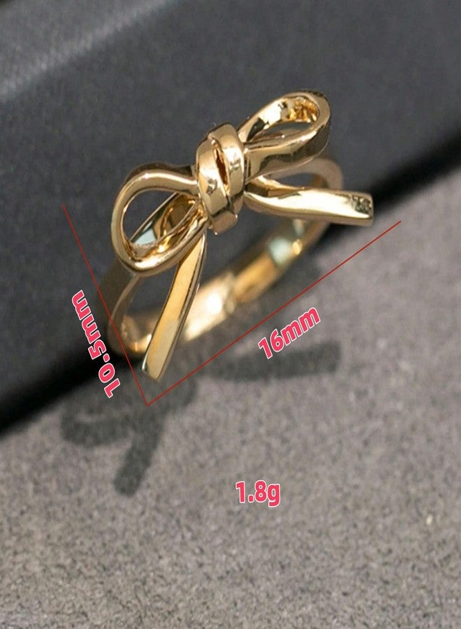 GLMOCM Bow Ring for Women Dainty Gold Bowknot Rings Pink Bow Ribbon Ring Promise Rings for Her Christmas Birthday Valentines Day Gifts (Silver) - Image 4