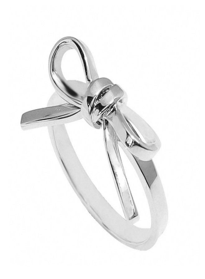 GLMOCM Bow Ring for Women Dainty Gold Bowknot Rings Pink Bow Ribbon Ring Promise Rings for Her Christmas Birthday Valentines Day Gifts (Silver) - Image 1