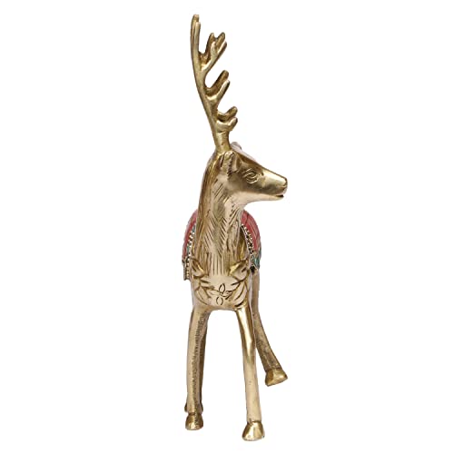 ARTVARKO Brass Multicolor Deer Statue Home Décor Murti Idol for Home Office Shop Decorative Showpiece Vaastu and Gift 7 Inch - Image 5