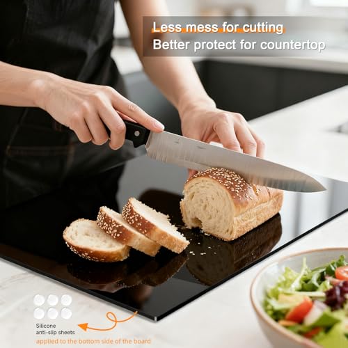 MEWSDEN Black Cutting Boards for Kitchen, Acrylic Cutting Board with Counter Lip Countertop Protector, Non-Slip Tablas Para Picar Cocina, Kitchen Decor Apartment Essentials House Warming Gifts(20"x16") - Image 2