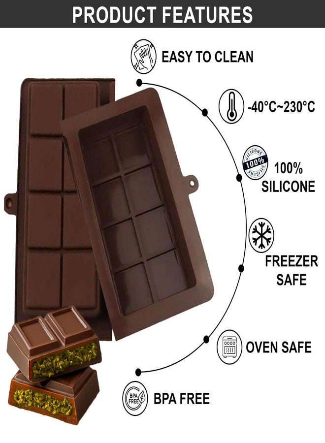 Importados unknown Dubai Chocolate Bar Mold. 2 set, 4 pieces- Dubai for Pistachio Food Grade Silicone Mold Deep- Non-Stick Chocolate Molds for Stuffed Bar, Candy, Snacks - Image 2