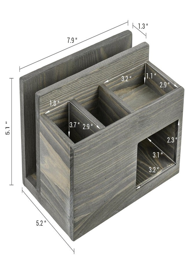 MyGift Vintage Weathered Gray Solid Wood Desktop Organizer - Mail Slot, 2 Pen Holders, Sticky Note Storage, Supplies Tray, Office Desk Caddy - Image 5