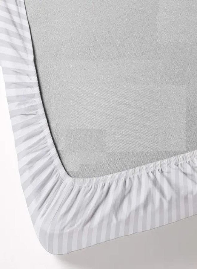 Cadrica 4 Piece White Striped Single Bed Duvet Cover Set - Hotel Quality Bedding includes 1 Fitted Sheet, 1 Duvet Cover, and 2 Pillowcases for Hotel-Style Comfort - Image 3