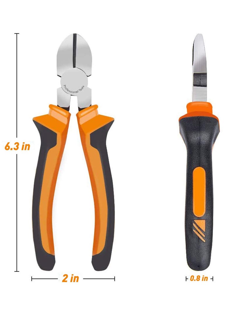 Heavy Duty Wire Cutter - 6-inch Diagonal Cutting Pliers, Orange, Ideal for Chicken Wire, Faux Flowers, Crafts, and Electrical Work