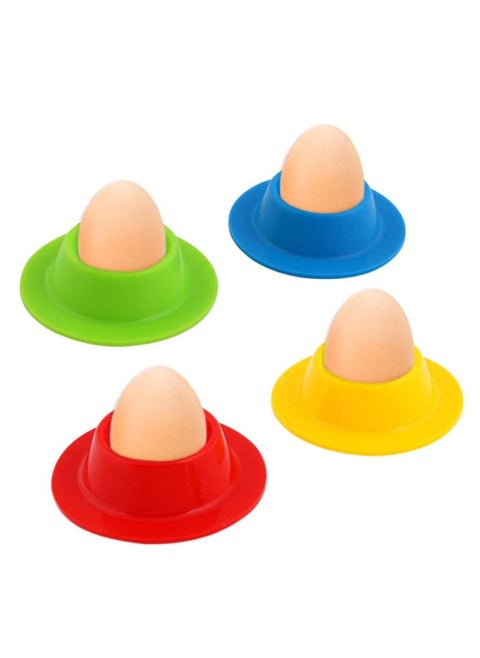 Egg Cups, 4pcs Silicone Set Egg Cups Stand, Easy to Clean Plastic Egg Cups for Kitchen Boiled Eggs Breakfast