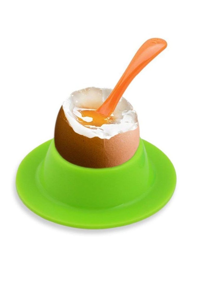 Excefore - Egg Cups, 4pcs Silicone Set Egg Cups Stand, Easy to Clean Plastic Egg Cups for Kitchen Boiled Eggs Breakfast - Image 1