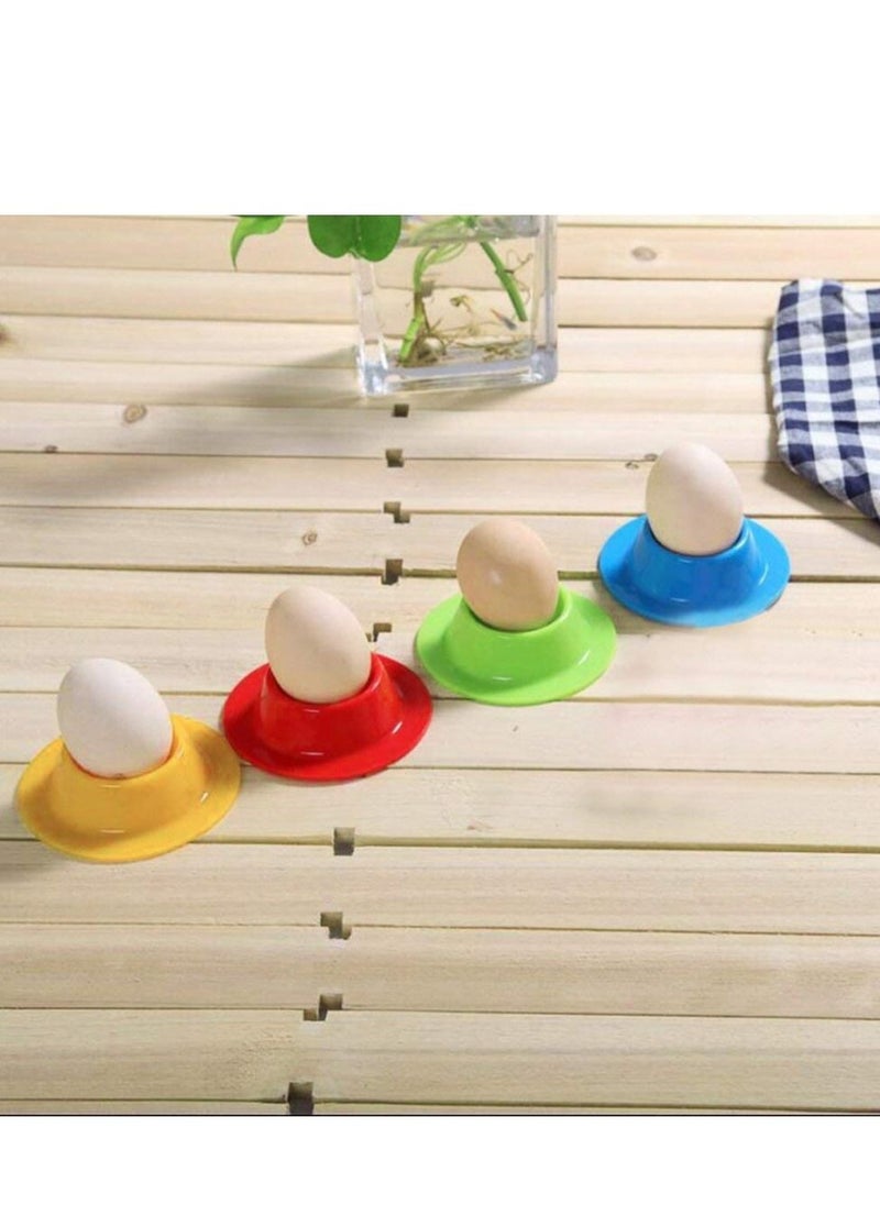 Excefore - Egg Cups, 4pcs Silicone Set Egg Cups Stand, Easy to Clean Plastic Egg Cups for Kitchen Boiled Eggs Breakfast - Image 1