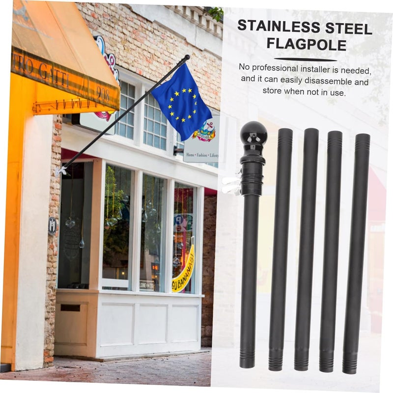 Locally packed stock POPETPOP 6FT Black Stainless Steel Flag Pole for Outdoor Use Anti-Winding 5 Sections for Yard and Garden Display Varied dimensions Stackable design Multiple sizes Gulf user preference oriented build Fade proof Field test upgraded craftsmanship UV resistant Diverse purchase options Wide use compliant quality Global mainstream design picks All choice modern design Scheduled warehouse deliver Organized shipment arrange Easy handling optimized design Multiple design variants Home & professional compatible Durability boosted processed material All climate suitability Globally trusted affordable quality Good ventilation Odor free color Simple practical structure Classic trendy design picks Diverse purchase plan - Image 2