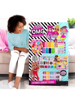 O.M.G. Double Feature Ultimate Jewelry Studio Over 2500 Beads Create 50+ Pieces Of Jewelry Doll Charms Alphabet Beads & Stickers Bead Kit For Kids Ages 6 7 8 9