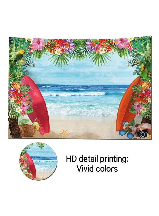 HQM 9x6ft Summer Tropical Beach Theme Photo Background Beach Conch Hawaii Blue Sea Flower Children Birthday Luau Party Photography Backdrop Cake Table Decor Supplies - Image 3