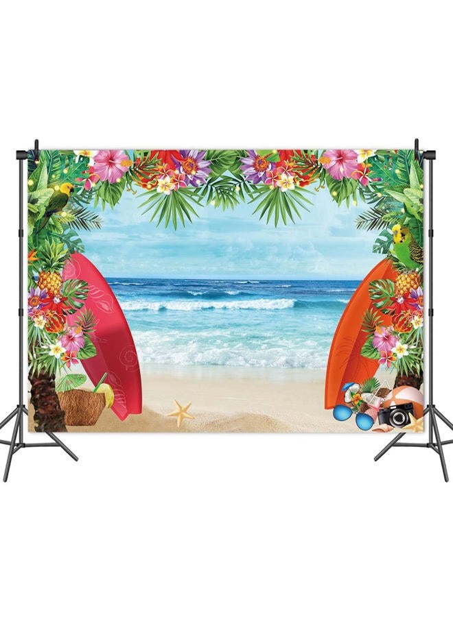 HQM 9x6ft Summer Tropical Beach Theme Photo Background Beach Conch Hawaii Blue Sea Flower Children Birthday Luau Party Photography Backdrop Cake Table Decor Supplies - Image 4