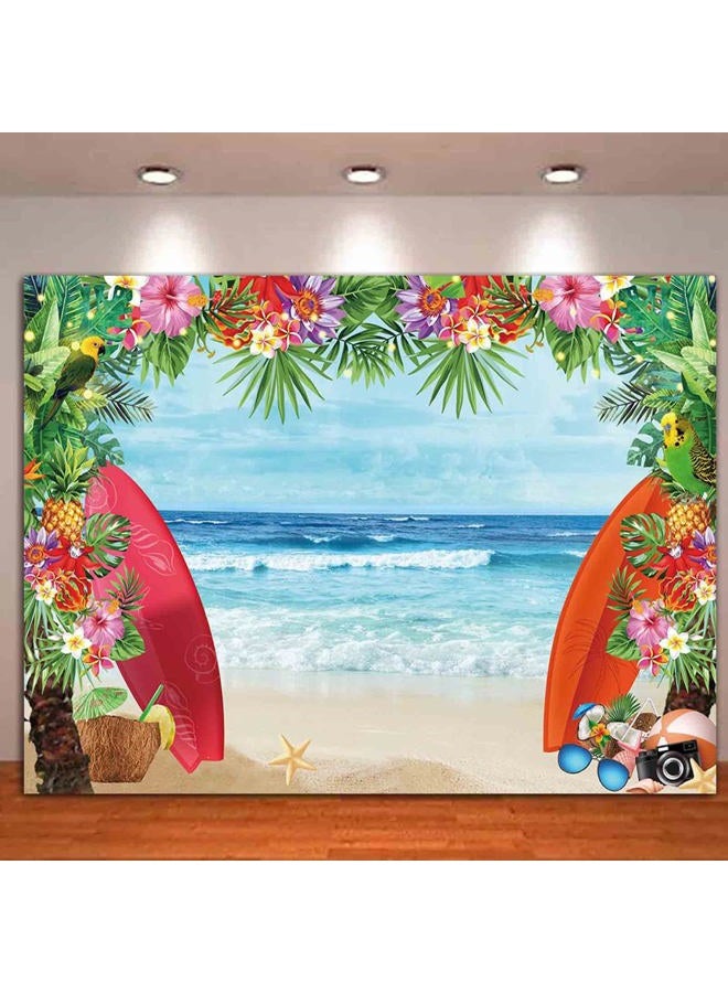 HQM 9x6ft Summer Tropical Beach Theme Photo Background Beach Conch Hawaii Blue Sea Flower Children Birthday Luau Party Photography Backdrop Cake Table Decor Supplies - Image 5