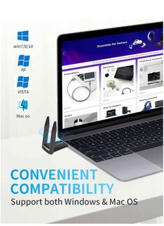 Arabest Wireless USB WiFi Adapter,1300Mbps Dual Band 2.4/5Ghz Wireless Network External Receiver,5dBi Dual Band Wifi Dongle For PC/Desktop/Tablet/Laptop  - Image 3