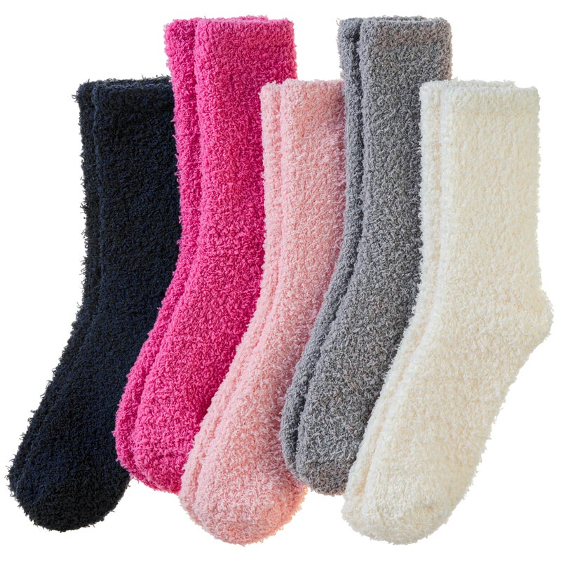 SeeyAN Womens Fuzzy Socks Fluffy Warm Slipper Winter Comfy Thermal Cozy Plush Sleep Home Cabin Socks (Pink/Rose Red/White/Black/Grey)