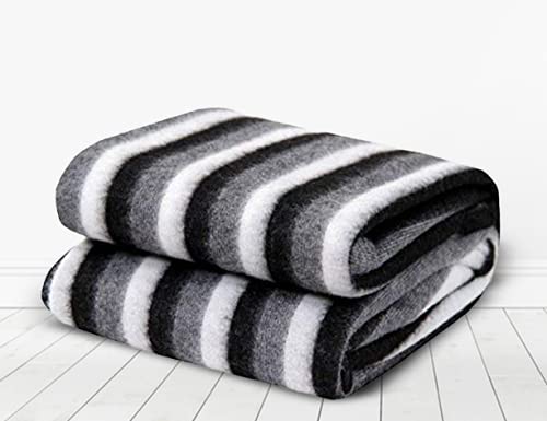 Goyal's ® Fleece 250 TC Single Bed Blanket- Set of 3 (Black Stripes) - Image 3