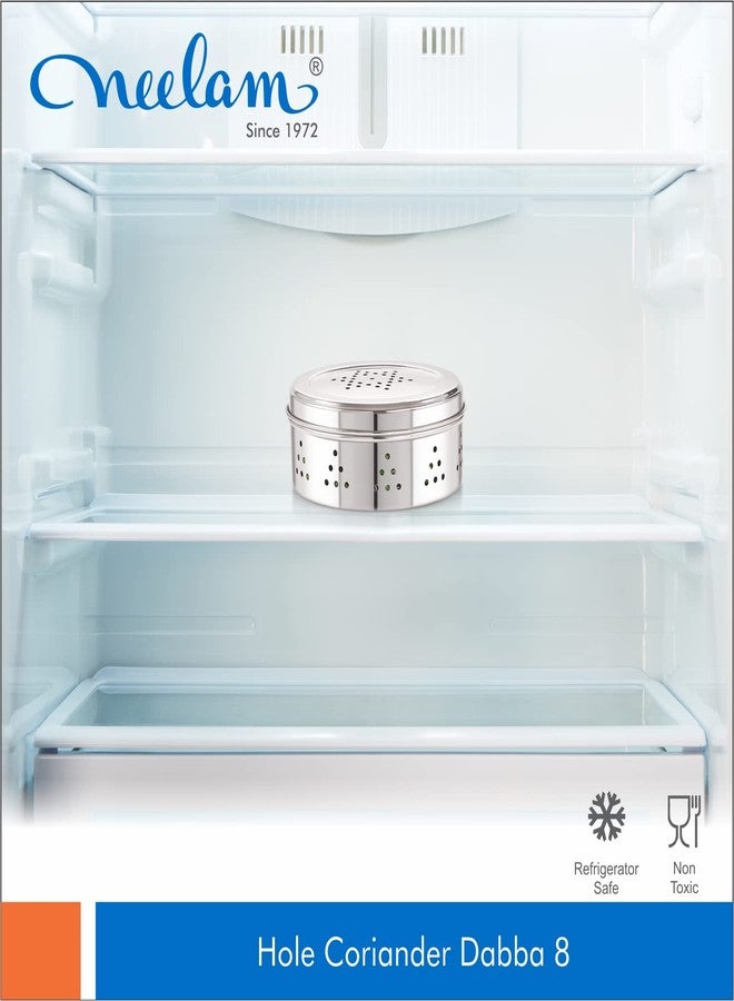Neelam Stainless Steel Coriander Dabbas with Air Ventilation Size No.8 - Steel Utility Container, Silver, (SBCD089H) - Image 5