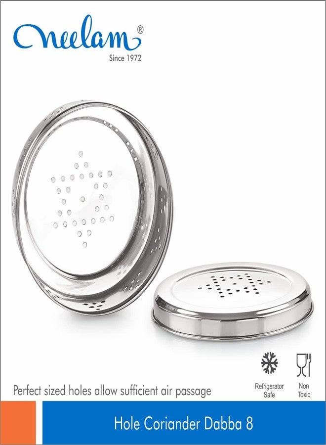 Neelam Stainless Steel Coriander Dabbas with Air Ventilation Size No.8 - Steel Utility Container, Silver, (SBCD089H) - Image 3
