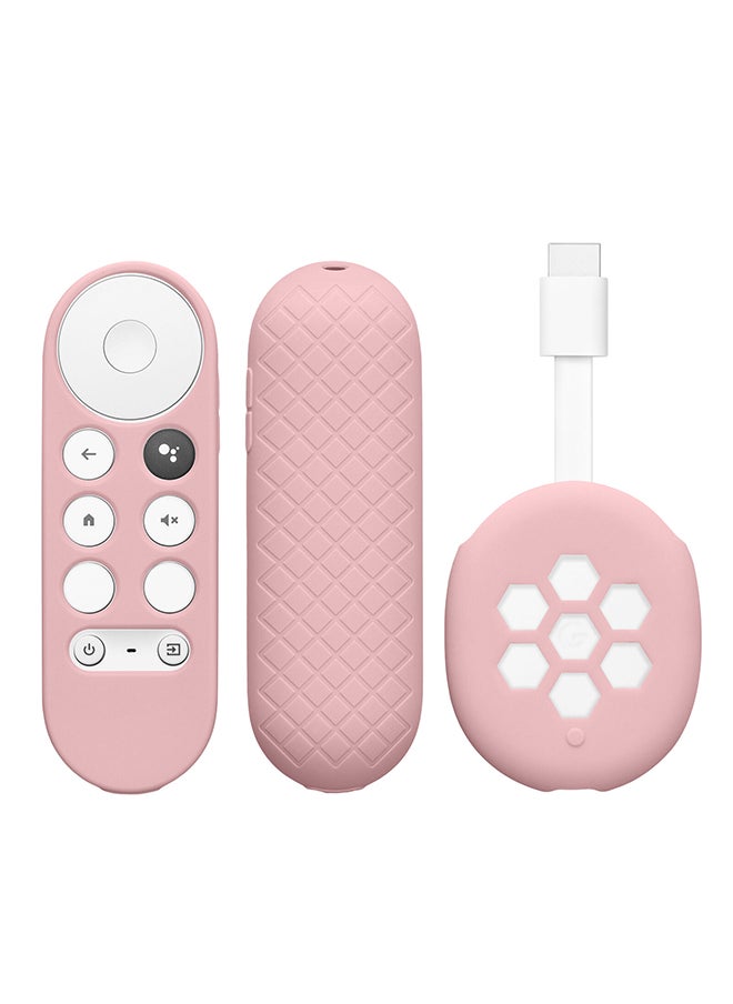 O Ozone Silicone Remote Cover Set Compatible with Google Chromecast 2020 4K, Anti-Slip Shockproof TV Set Top Box Sleeve Cover (Pink)  - Image 1