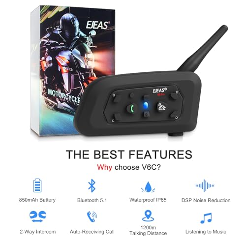 EJEAS V6C نظام الاتصال اللاسلكي للحكام لكرة القدم بلوتوث، سماعة رأس بلوتوث لاسلكية لشخصين مع حزام ذراع للجري لرياضات كرة القدم الهوكي الرجبي (عبوة 2) - Image 3