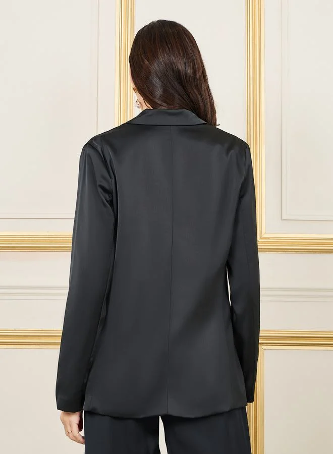 Styli Satin Single Breasted Regular Fit Blazer