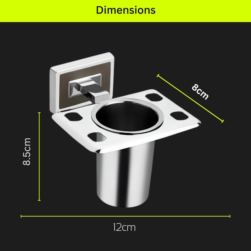 New Ware Stainless Steel Bathroom Tumbler Holder and Toothbrush Holder Bathroom Cups, Wall Mounted Bathroom Tumbler Holder Cup- Elegant Bathroom Organizer (Chrome Finish) - Image 2