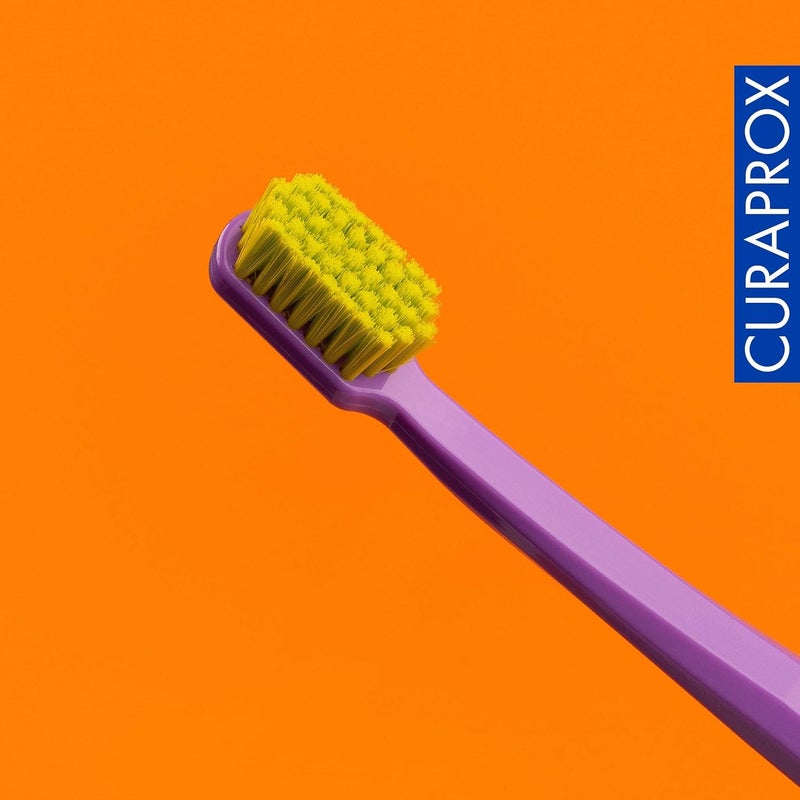 CURAPROX CS 5460 Toothbrush Set - 3 Pack Adult 5460 Ultra Soft Manual Toothbrush with CUREN Super Soft Bristles - Green, Blue, Purple - Image 4