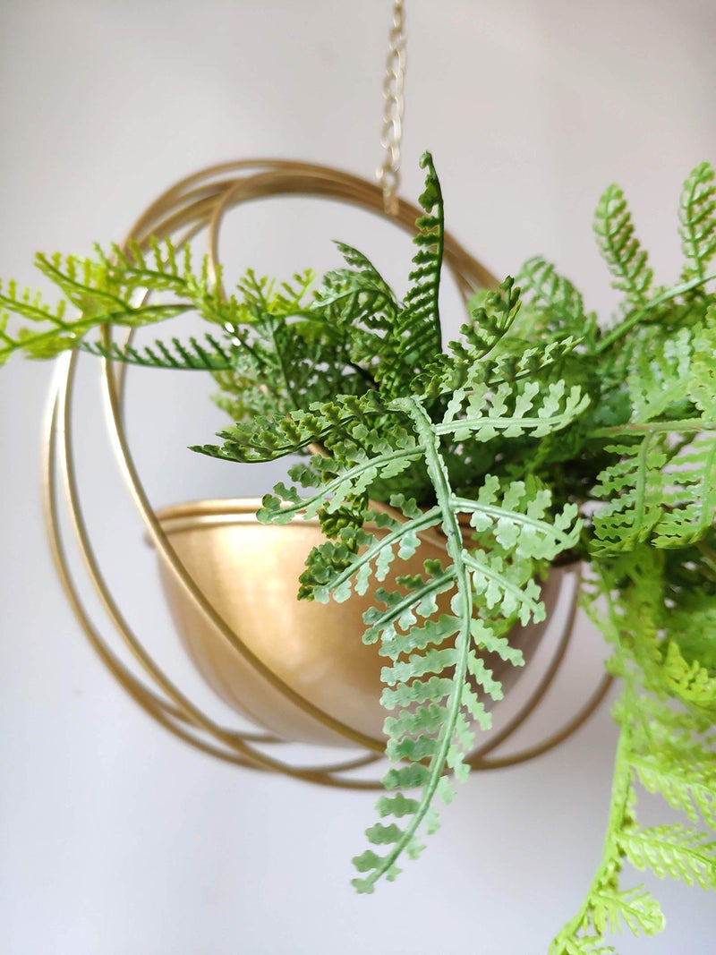 YISSEN RISEON Boho Gold Metal Plant Hanger,Metal Geometric Hanging Planter, Modern Planter, Mid Century Air Plant Holder Stand, Minimalist Planter for Indoor Outdoor Home Wedding Decor (Gold) - Image 3