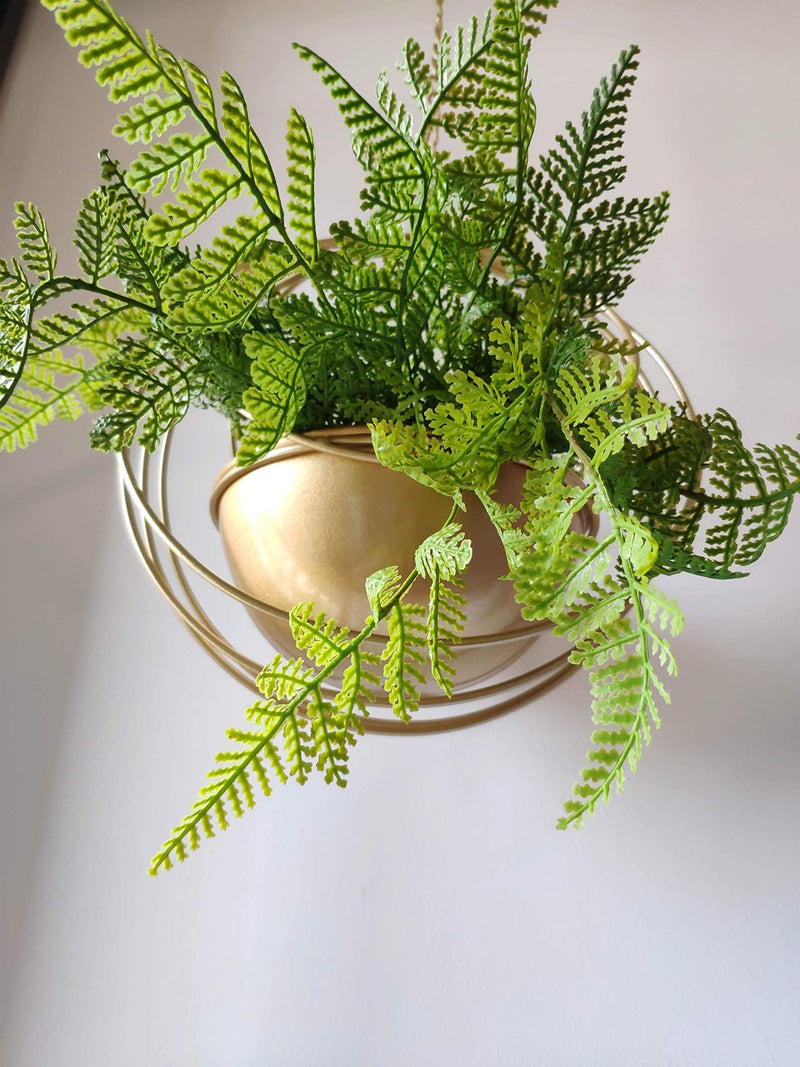 YISSEN RISEON Boho Gold Metal Plant Hanger,Metal Geometric Hanging Planter, Modern Planter, Mid Century Air Plant Holder Stand, Minimalist Planter for Indoor Outdoor Home Wedding Decor (Gold) - Image 4
