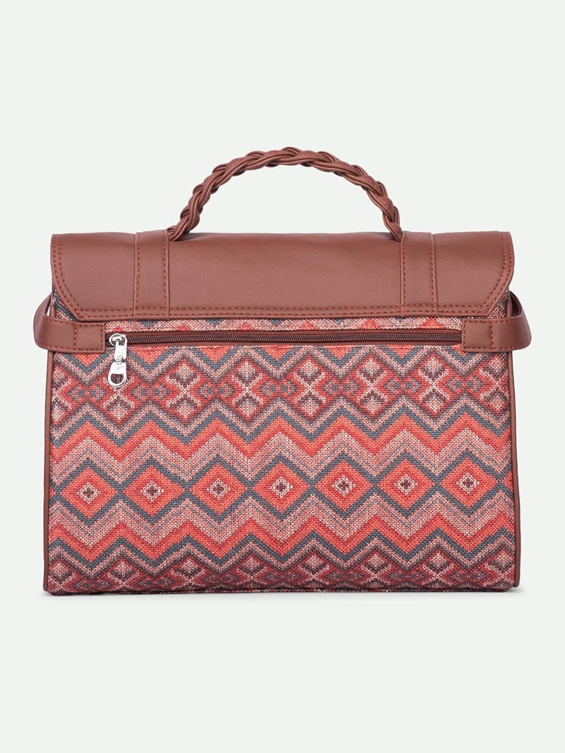 ZOUK حقيبة ساتشيل تراث كونكونا للنساء | جوت | جلد نباتي مصنوع يدويًا مع حزام كتف قابل للفصل - Image 5