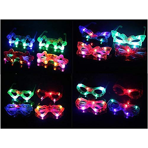 favela led glasses birthday return gifts for kids & party supply gift item- flashing party light up neon led eye goggles toy best gift for boys & girls sunglasses (pack of 6)- Multi color - Image 1