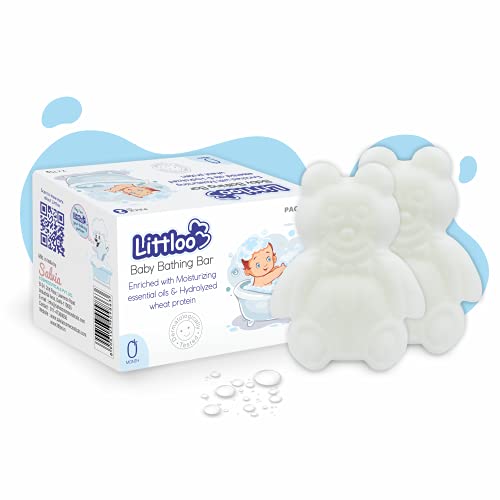Littloo Baby Bathing Bar for Newborns & Babies - 2 Pieces | Gentle Moisturizing Soap with Essential Oils & Hydrolyzed Wheat Protein | Mild Daily Baby Soap | 0+ Months - Image 1
