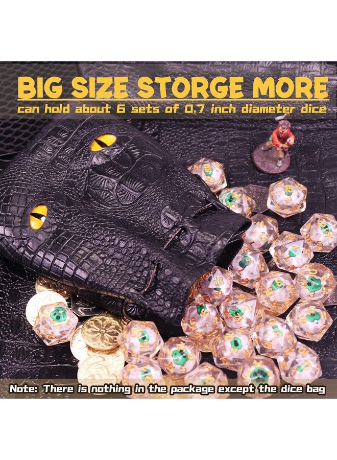 Byhoo Dnd Dice Bag Can Hold 6 Set Dice Black Dice Pouch For Board Game Medieval Leather Coins Bag D And D Dice Storage Bag For Rpg Game Dnd Game Accessories For New To Master  - Image 5