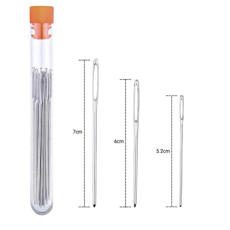 9pcs/set transparent bottle packaging, blunt-tipped hand sewing needle set, tubular embroidery yarn needles with large eyelets. - Image 5