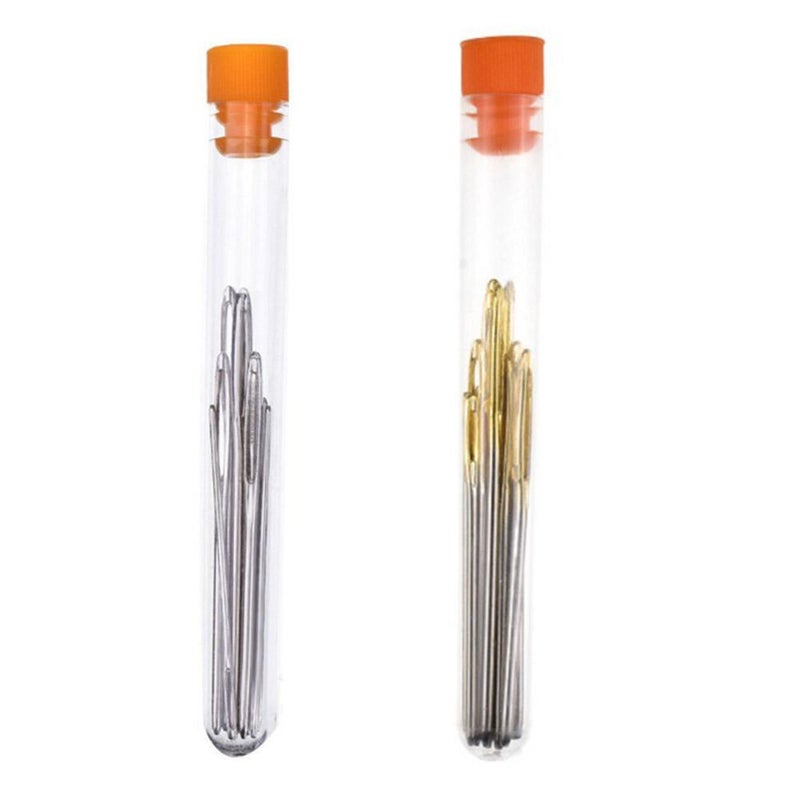 9pcs/set transparent bottle packaging, blunt-tipped hand sewing needle set, tubular embroidery yarn needles with large eyelets. - Image 4