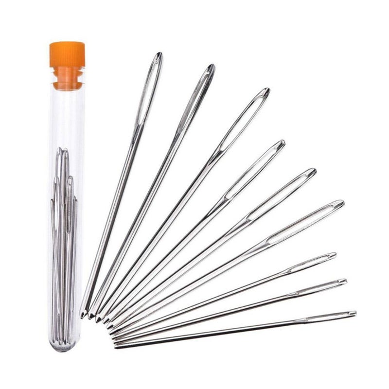 9pcs/set transparent bottle packaging, blunt-tipped hand sewing needle set, tubular embroidery yarn needles with large eyelets. - Image 3