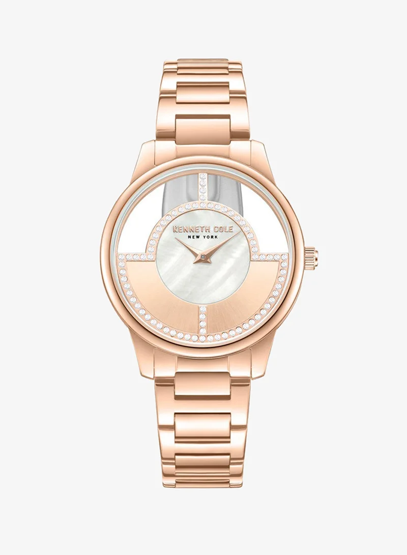 Kenneth Cole New York Rose Gold Mother-of-pearl Dial Rose Gold Stainless Steel Analog Watch for Women 34mm