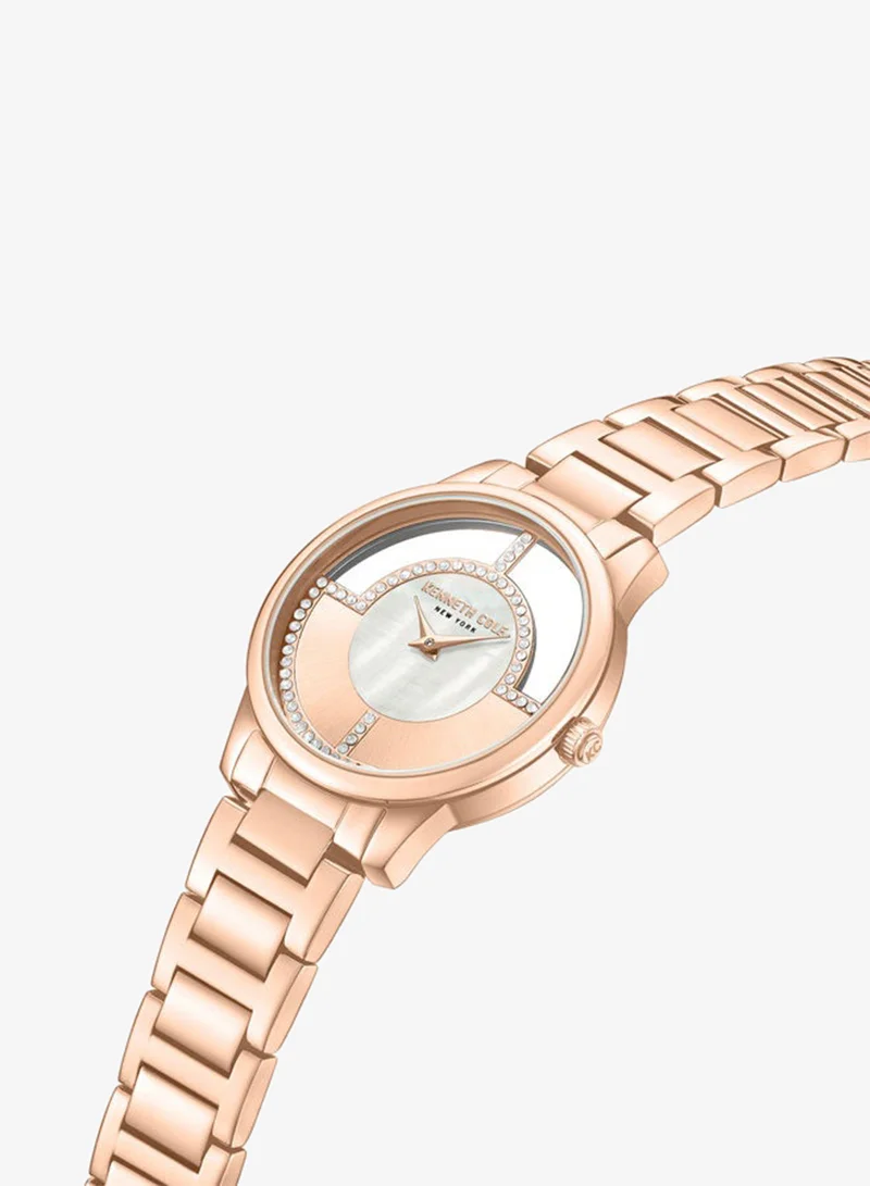 Kenneth Cole New York Rose Gold Mother-of-pearl Dial Rose Gold Stainless Steel Analog Watch for Women 34mm