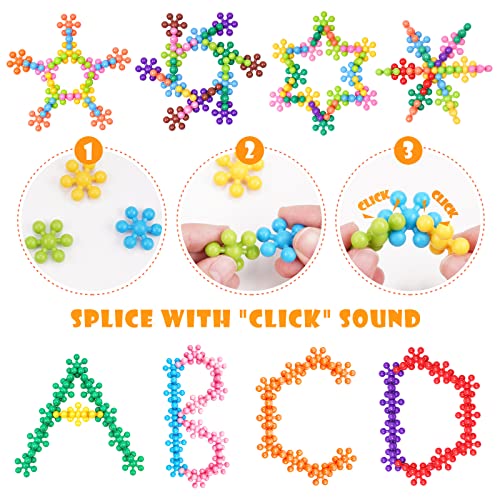NiToy Snowflake Interlocking Building Block Educational Toy 300PCS for Kids Ages 3+, Multi-Color Solid Plastic Early Learning Creativity STEM Toy with Carrying Case Safe Material - Image 3
