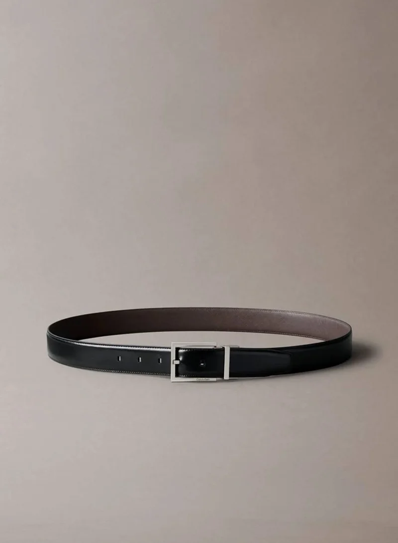 CALVIN KLEIN Black/CK Dark Brown/Brushed Nickel Reversible Smooth Leather Belt for Men | Best Price UAE