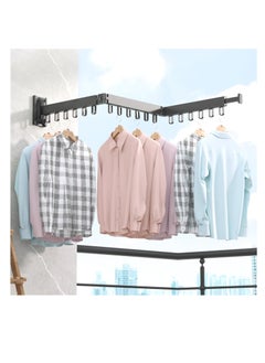 Generic Aluminum Clothes Drying Rack,Wall Mounted Space-Saver,Retractable,Collapsible, Strong Load-Bearing,for Balcony,Laundry,Wardrobe,Kitchen,Parlour,Bathroom,Bedroom（Windproof Ring, Three Pole）  - Image 1