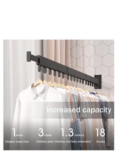 Generic Aluminum Clothes Drying Rack,Wall Mounted Space-Saver,Retractable,Collapsible, Strong Load-Bearing,for Balcony,Laundry,Wardrobe,Kitchen,Parlour,Bathroom,Bedroom（Windproof Ring, Three Pole）  - Image 4