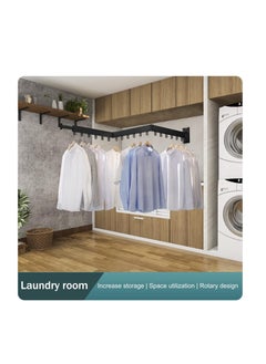 Generic Aluminum Clothes Drying Rack,Wall Mounted Space-Saver,Retractable,Collapsible, Strong Load-Bearing,for Balcony,Laundry,Wardrobe,Kitchen,Parlour,Bathroom,Bedroom（Windproof Ring, Three Pole）  - Image 5