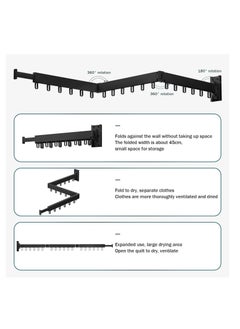 Generic Aluminum Clothes Drying Rack,Wall Mounted Space-Saver,Retractable,Collapsible, Strong Load-Bearing,for Balcony,Laundry,Wardrobe,Kitchen,Parlour,Bathroom,Bedroom（Windproof Ring, Three Pole）  - Image 3