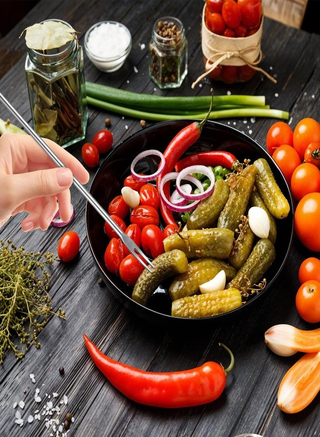 Bruislard 2 Pack Olive Spoon and Pickle Fork Stainless Steel Long Handle Food Picker for Pickle Olive Spoons with Drain Holes Jars Serving Spoon and Fork Set for Olives Pickles Onion Cucumber - Image 4