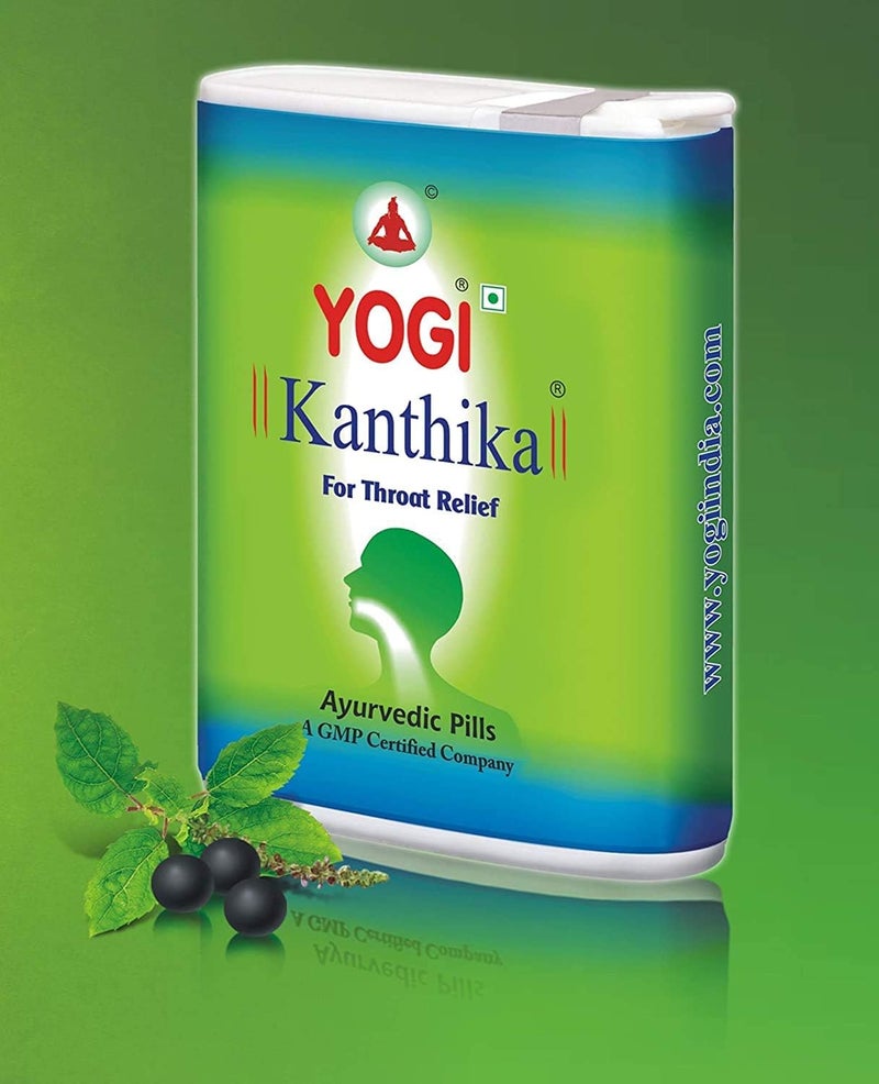 Yogi Kanthika Ayurvedic and Herbal Pills Cough Suppressant, Mint Lozenges Throat Drops For Sore Throat, Cold, Smoker's Cough & Clear Voice (Pack of 2) 280 Pills