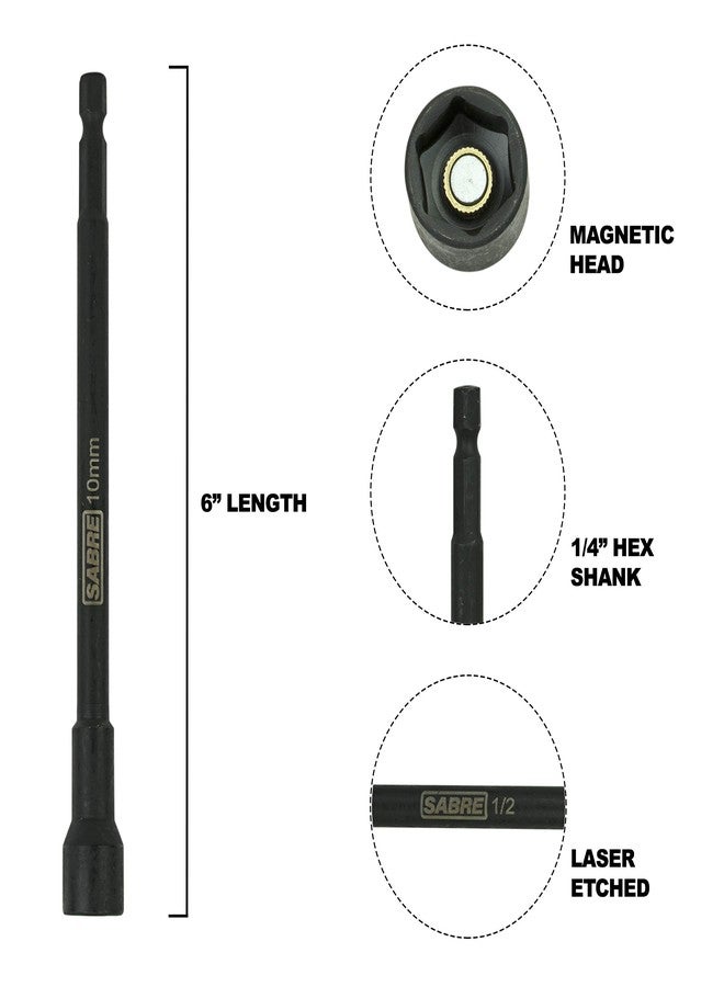 Sabre Tools 10mm Impact Magnetic Nut Driver - 6 Inch Length, 1/4 Inch Hex Shank, Magnetic Socket Tip (10mm Metric) - Image 2