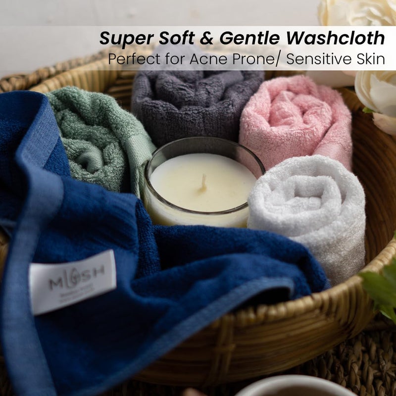 Mush 100 Bamboo Face Towel Ultra Soft Absorbent Quick Dry Towels for Facewash Gym Sports Travel Suitable for Acne Prone Skin 13 x 13 Inches 500 GSM Pack of 3 Pink White Green - Image 5