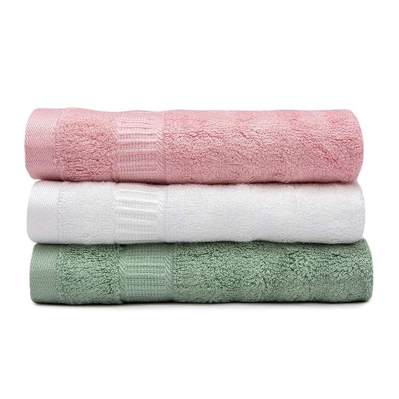 Mush 100 Bamboo Face Towel Ultra Soft Absorbent Quick Dry Towels for Facewash Gym Sports Travel Suitable for Acne Prone Skin 13 x 13 Inches 500 GSM Pack of 3 Pink White Green - Image 1