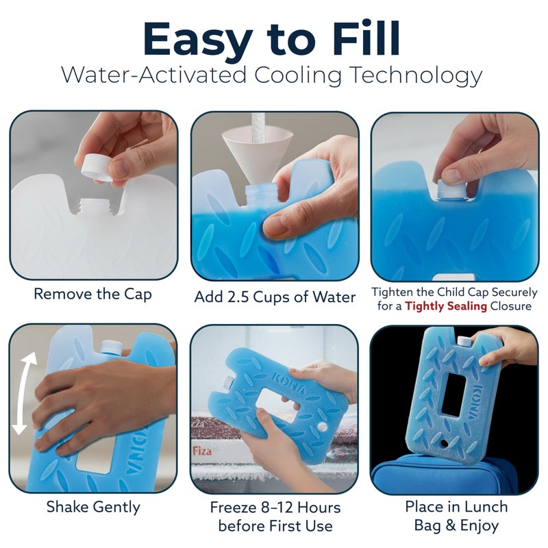 Kona Blue/Ice Ice Packs for Lunch Box - 2 lb Freezer Packs Compatible With Yeti Cooler Bags | Dry Ice Shock Pack, Long-Lasting Reusable Ice Packs for Lunch Bags (10" x 5.5" x 1.5" Pack of 4) - Image 4