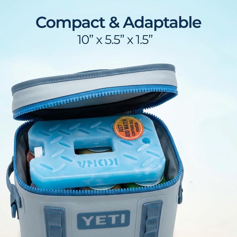 Kona Blue/Ice Ice Packs for Lunch Box - 2 lb Freezer Packs Compatible With Yeti Cooler Bags | Dry Ice Shock Pack, Long-Lasting Reusable Ice Packs for Lunch Bags (10" x 5.5" x 1.5" Pack of 4) - Image 5